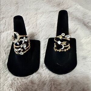 Gold-Tone Crystal Accent Women's Statement Ring - stackable